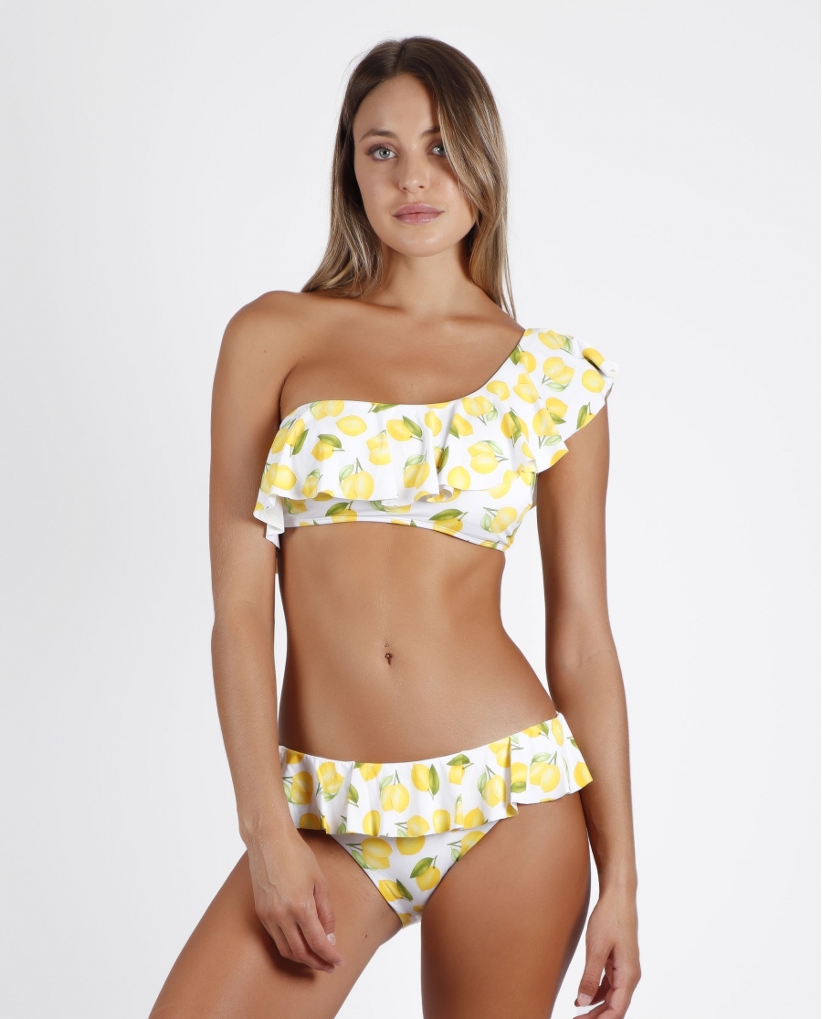 ADMAS Bikini Asimetrico Volante Lemons para Mujer LIMONES