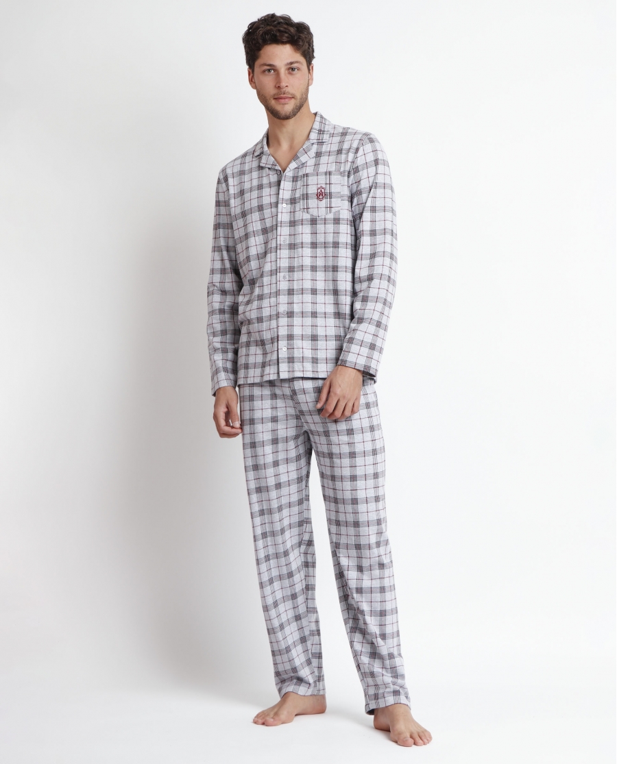 ADMAS CLASSIC Pijama Abierto Manga Larga Garnet Style para Hombre GRIS JASPE