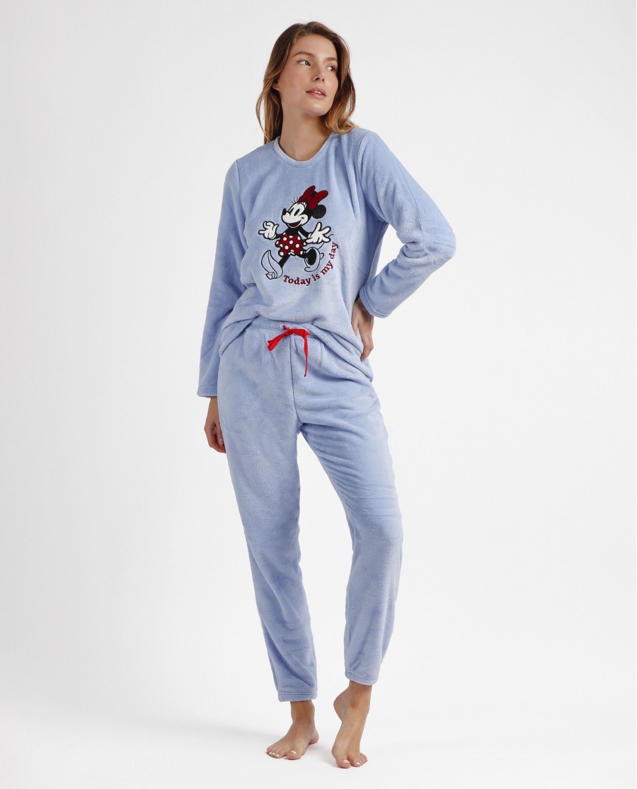 DISNEY Pijama Calentito Manga Larga Minnie Grow para Mujer AZUL