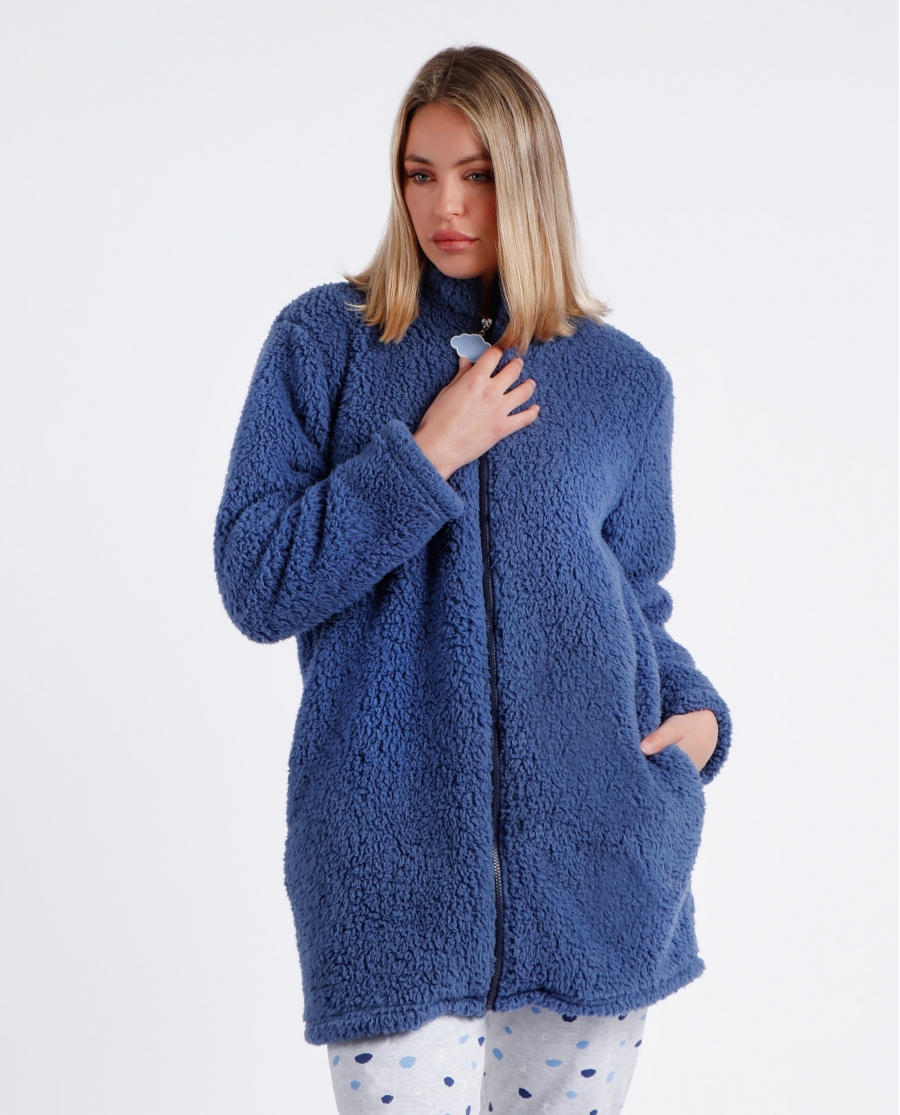 ADMAS Bata Manga Larga Calentita Cloudy Nights para Mujer AZUL