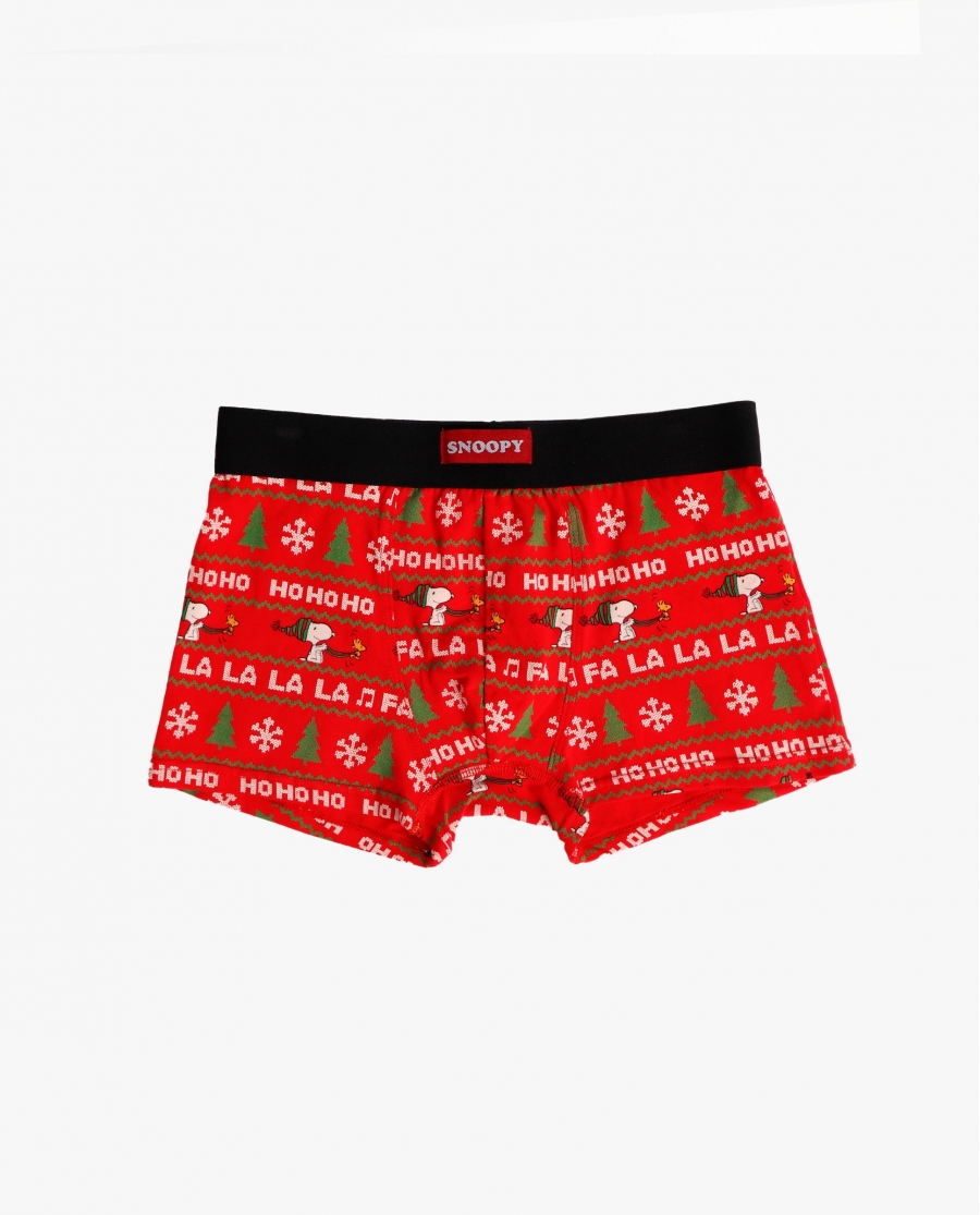 PEANUTS Calzoncillo/Bóxer Merry Christmas para Hombre, (Caja 12 unidades) ROJO