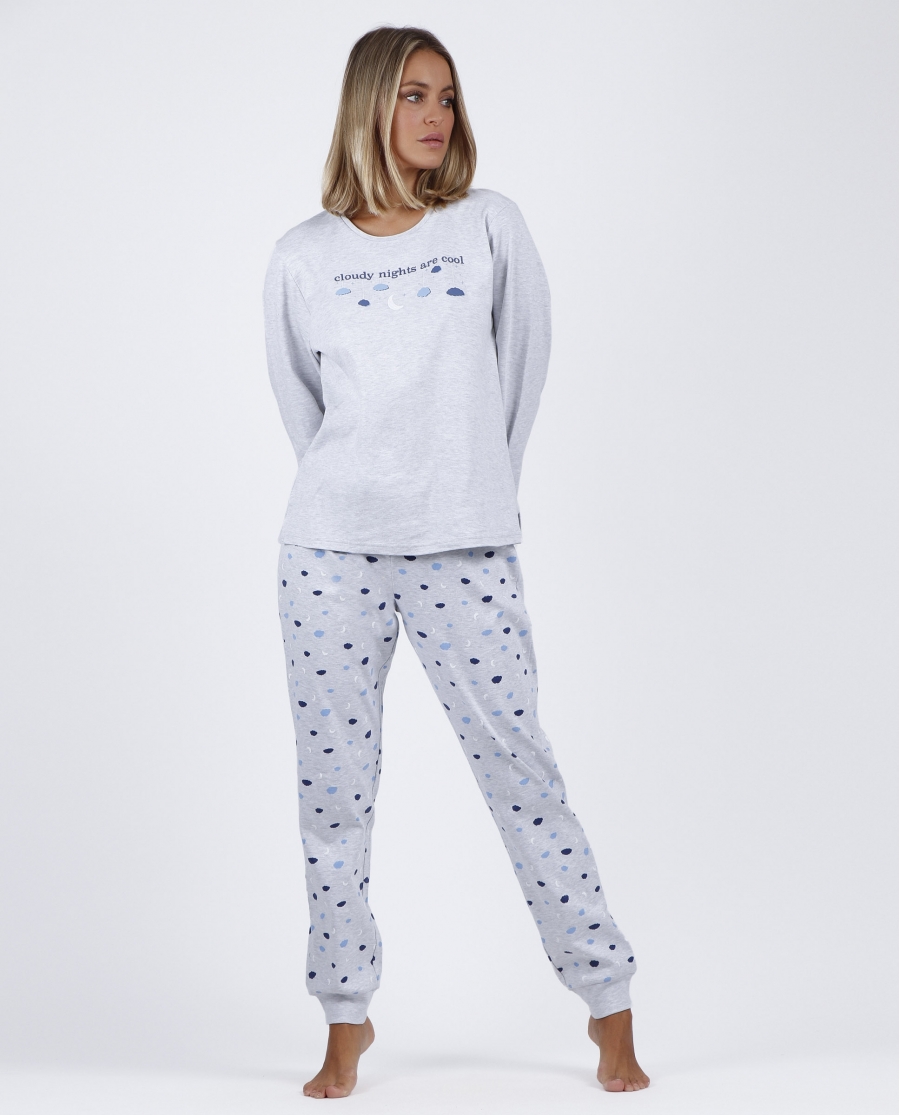 ADMAS Pijama Manga Larga Cloudy Nights para Mujer GRIS JASPE