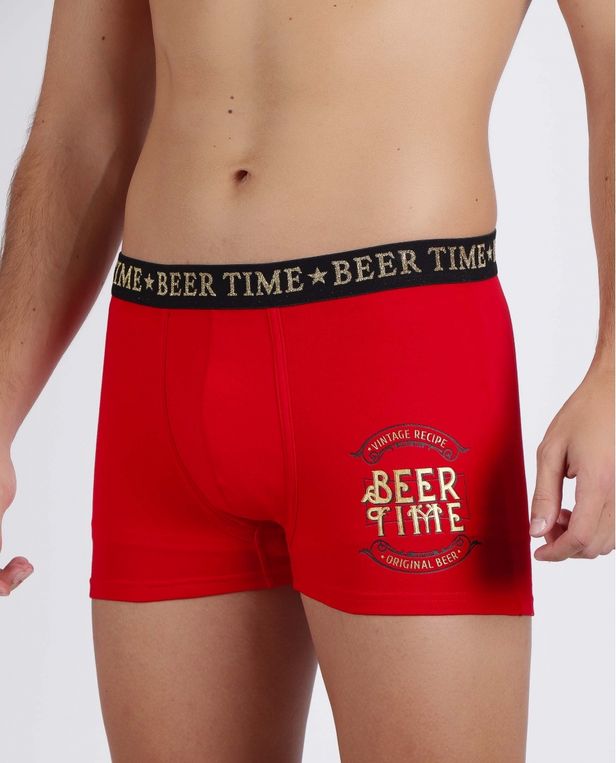 ADMAS Calzoncillo/Bóxer Beer Time para Hombre, (Caja Surtida 12 unidades) ROJO