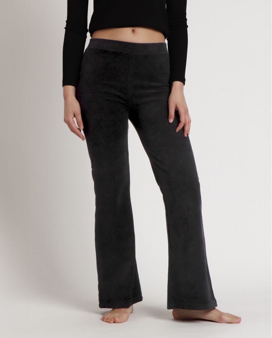 ADMAS Pantalón Elástico Largo Campana Corduroy para Mujer NEGRO