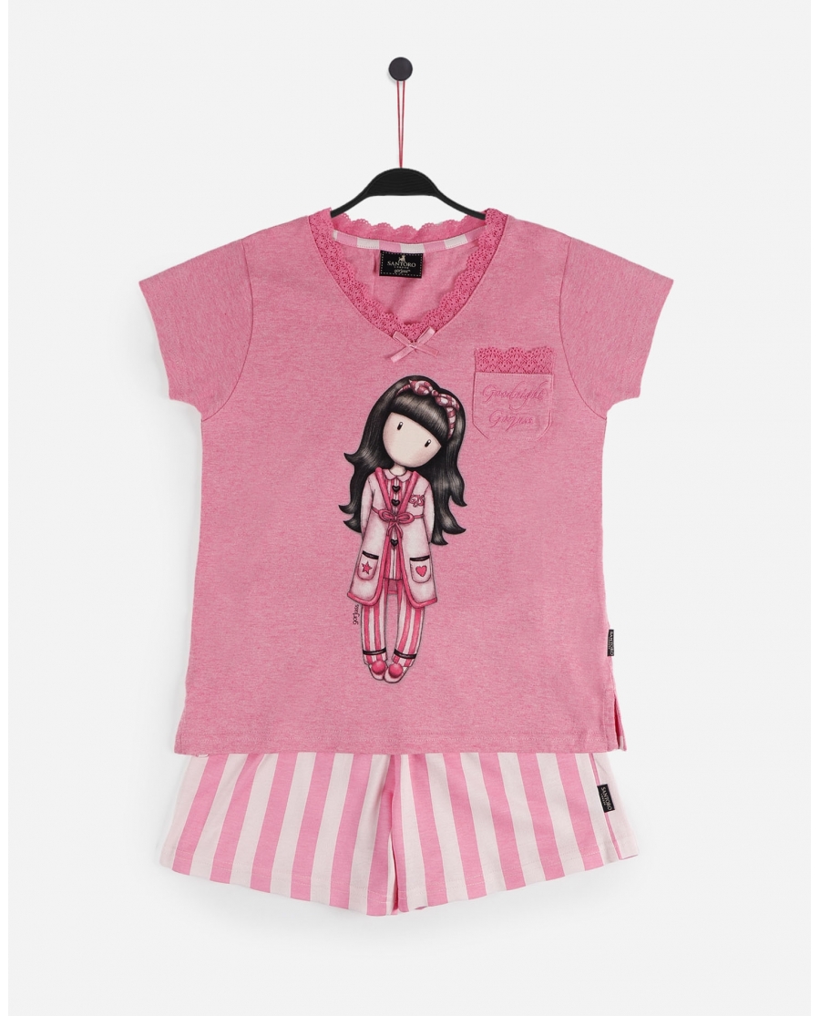 SANTORO Pijama Manga Corta Goodnight Gorjuss para Niña ROSA