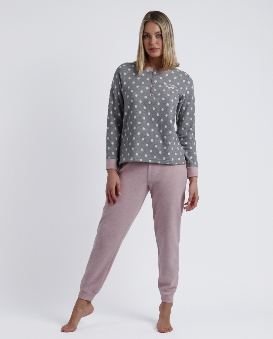 ADMAS Pijama Manga Larga Sweet Dots A para Mujer GRIS JASPE