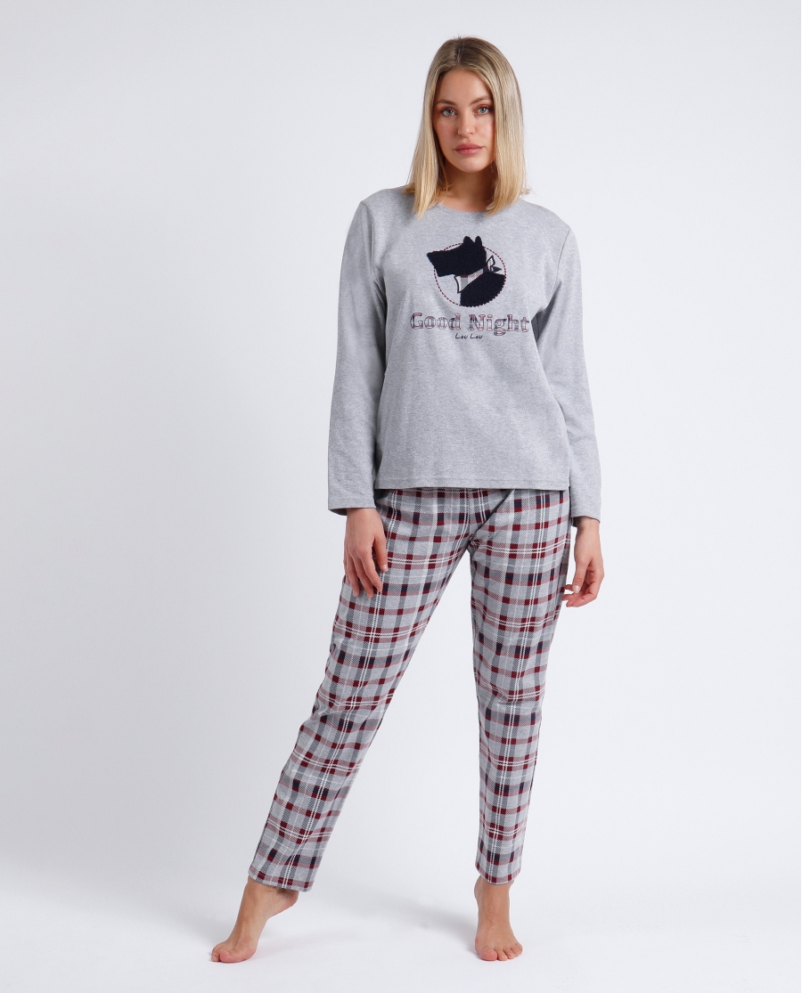 ADMAS Pijama Manga Larga Lou Lou Goodnight para Mujer GRIS JASPE