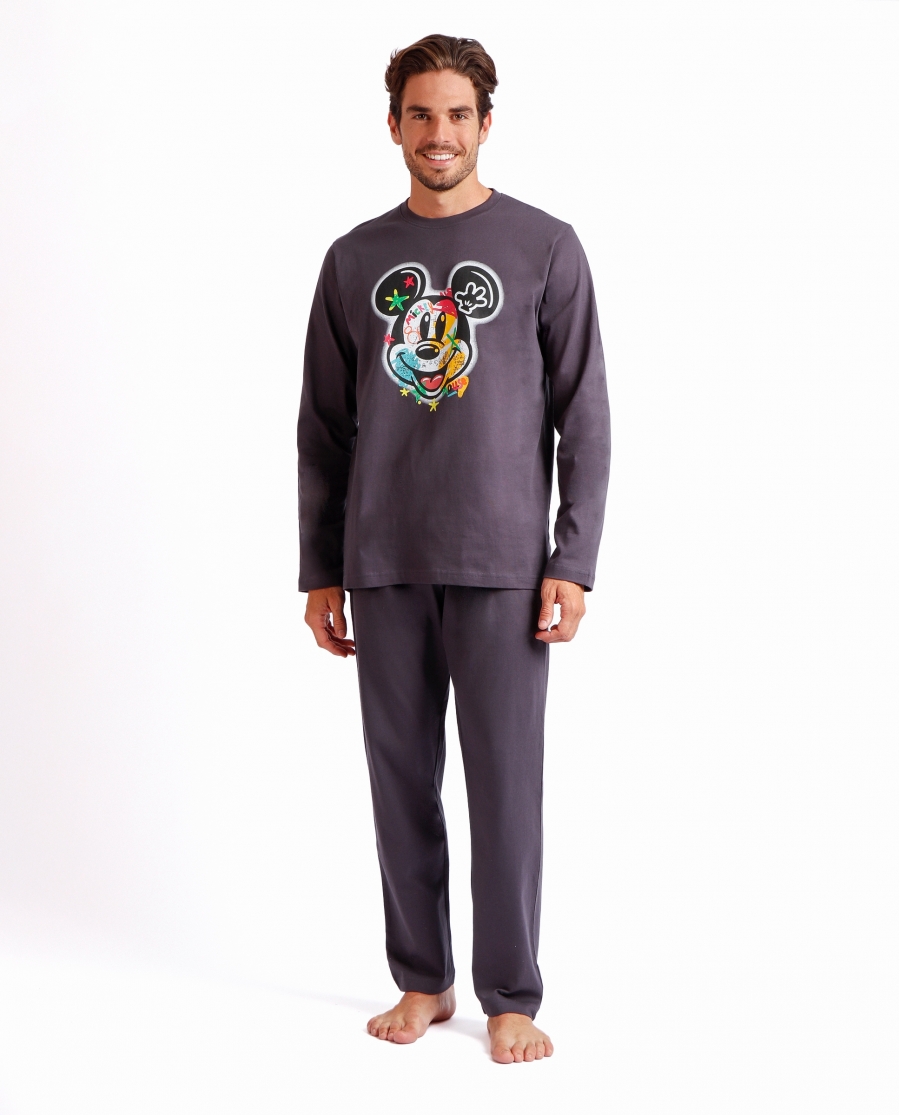 DISNEY Pijama Manga Larga Steet Graffiti para Hombre GRIS