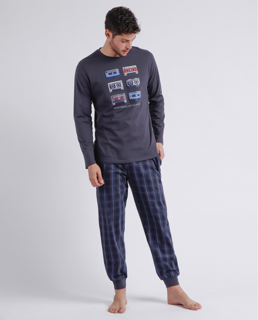 ANTONIO MIRO Pijama Manga Larga Cassette C para Hombre MARENGO