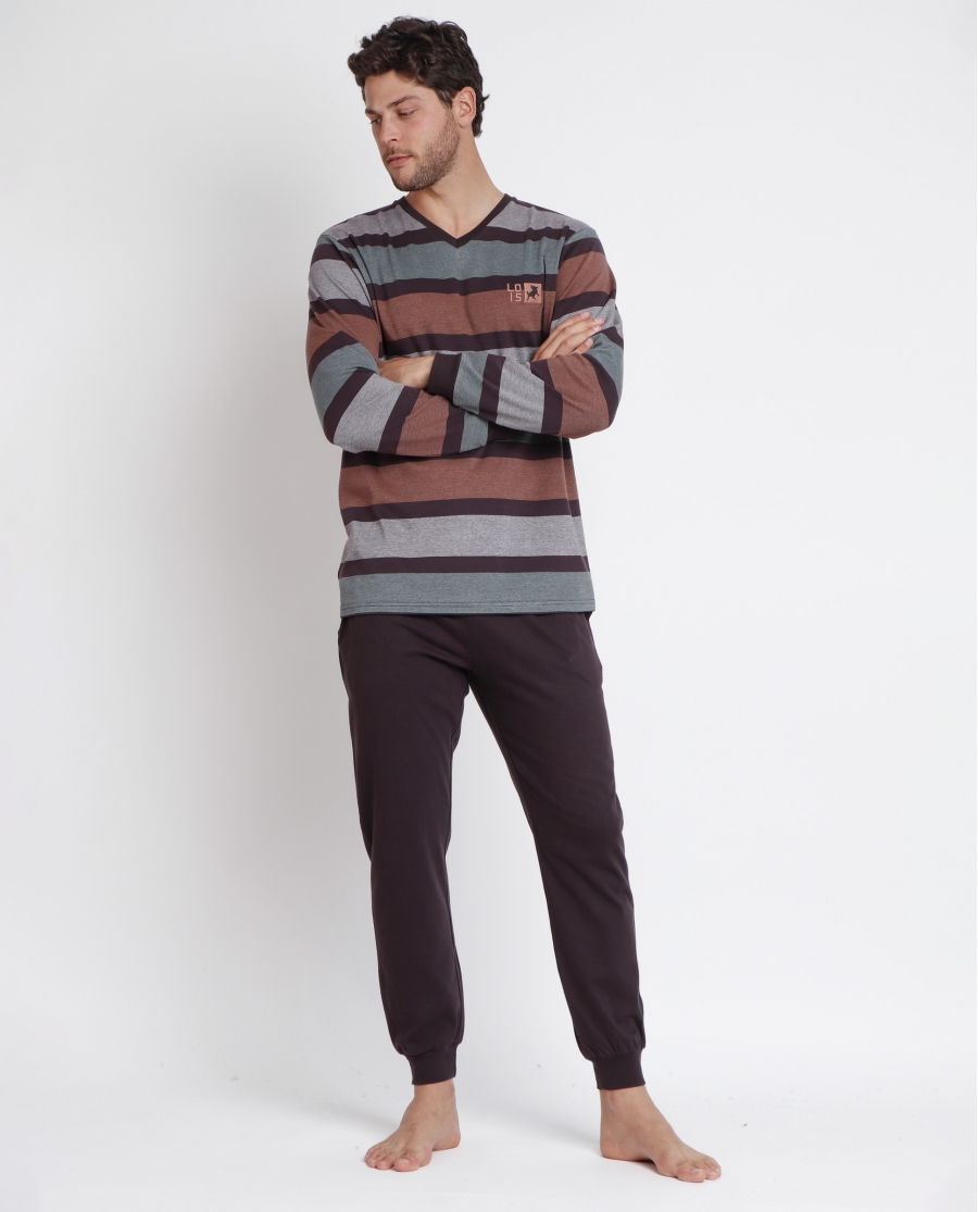 LOIS Pijama Manga Larga Tab Stripes para Hombre MARENGO