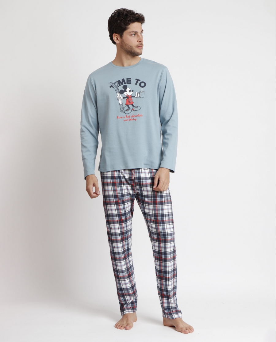 DISNEY Pijama Manga Larga Winter Club para Hombre AQUA