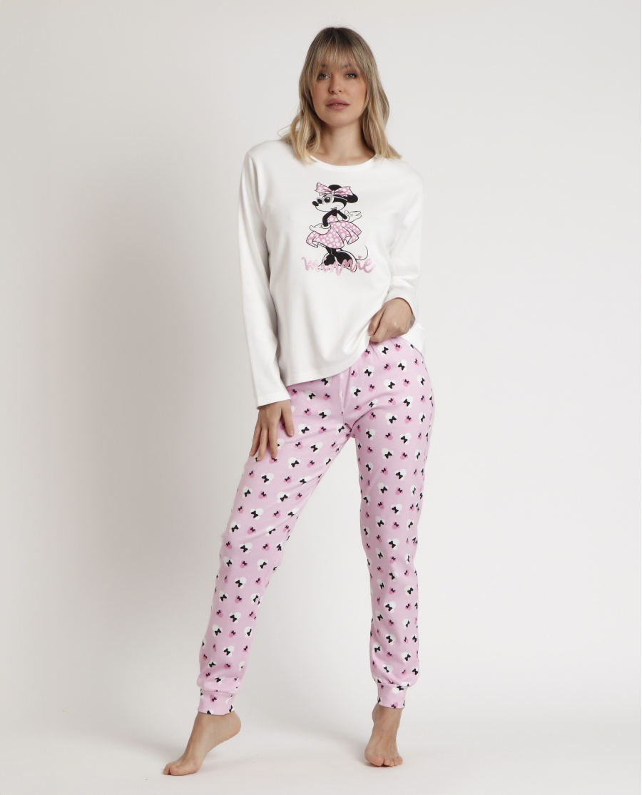 DISNEY Pijama Manga Larga Minnie Chic para Mujer CRUDO