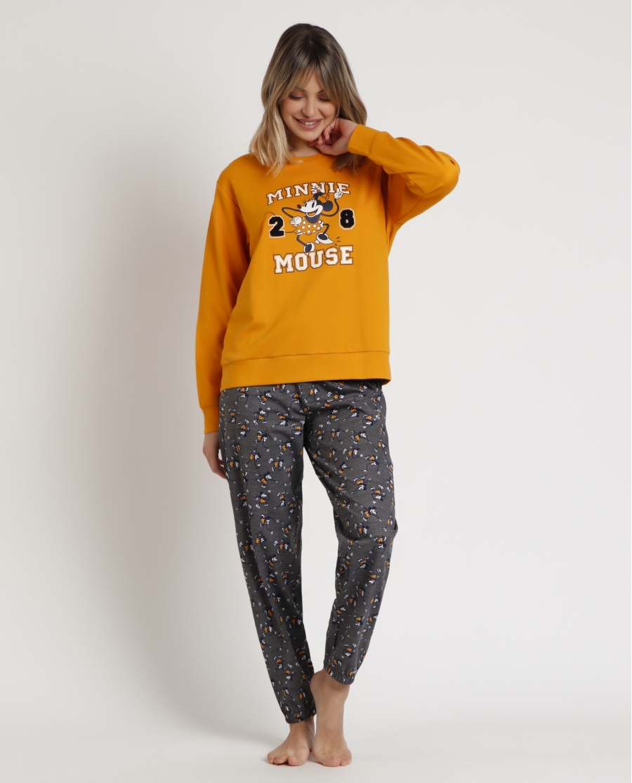 DISNEY Pijama Manga Larga Express Yourself para Mujer MOSTAZA