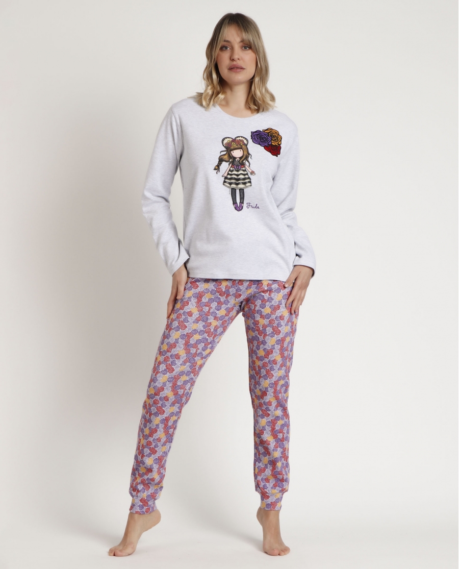 SANTORO GORJUSS Pijama Manga Larga Frida para Mujer GRIS JASPE