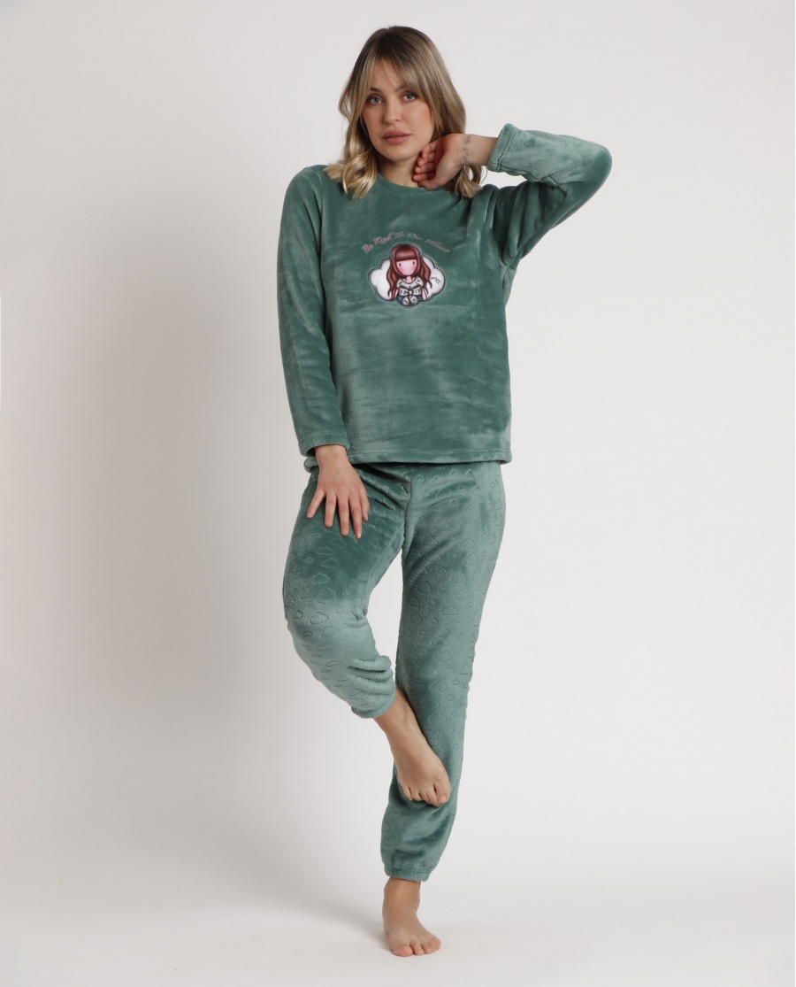 SANTORO GORJUSS Pijama Manga Larga Calentito Be Kind To The Planet para Mujer VERDE HOJA