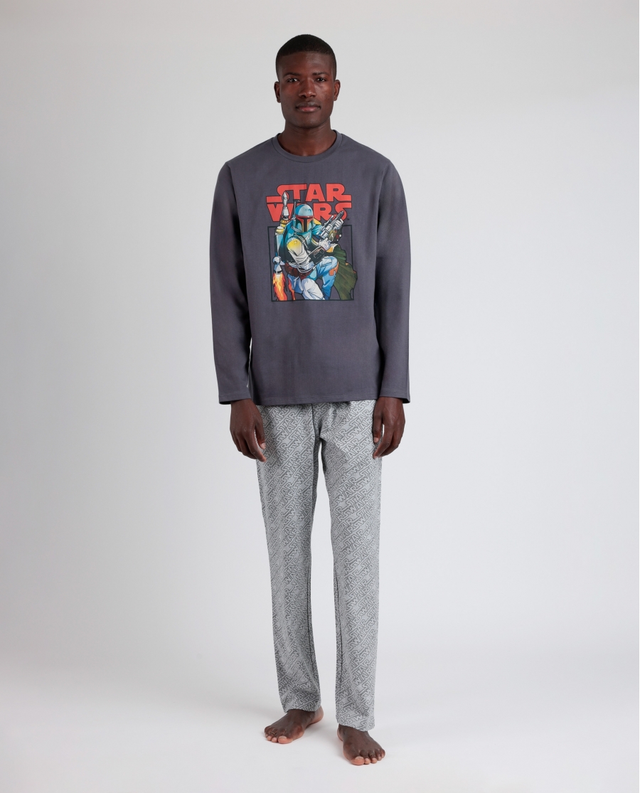 STAR WARS Pijama Manga Larga Boba Fett para Hombre GRIS