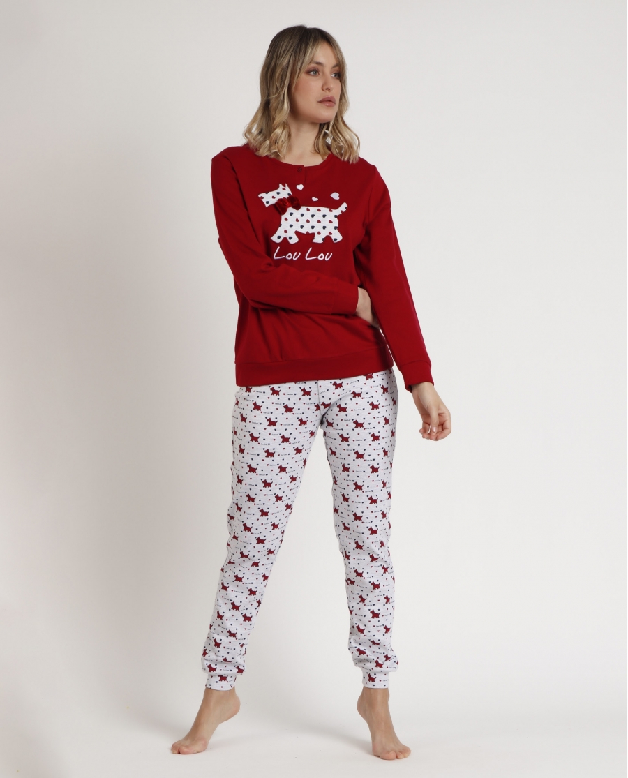 ADMAS Pijama Manga Larga Tapeta Lou Lou Cold para Mujer BURDEOS