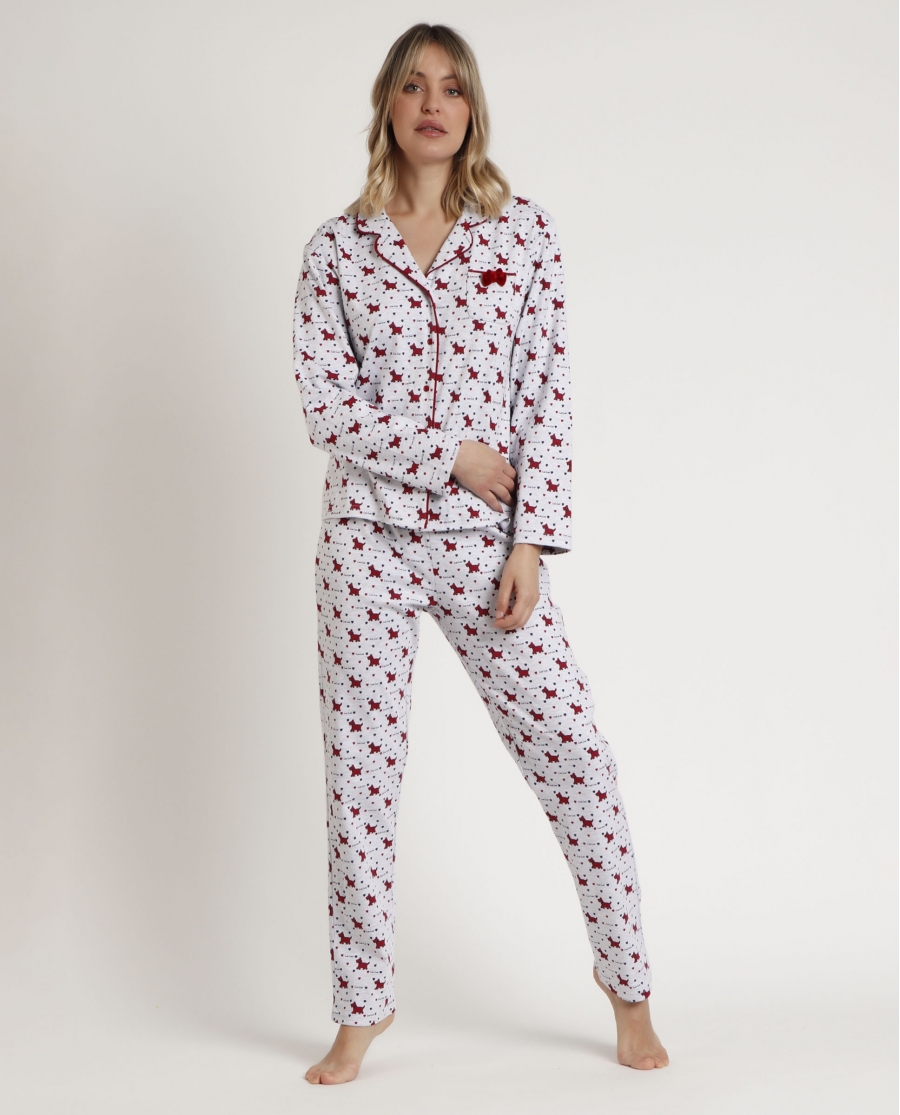 ADMAS Pijama Abierto Manga Larga Lou Lou Cold para Mujer GRIS JASPE