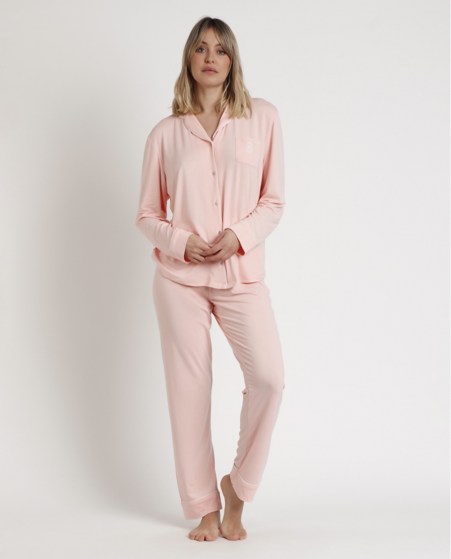 ADMAS CLASSIC Pijama Abierto Manga Larga Soft Sleep para Mujer CORAL