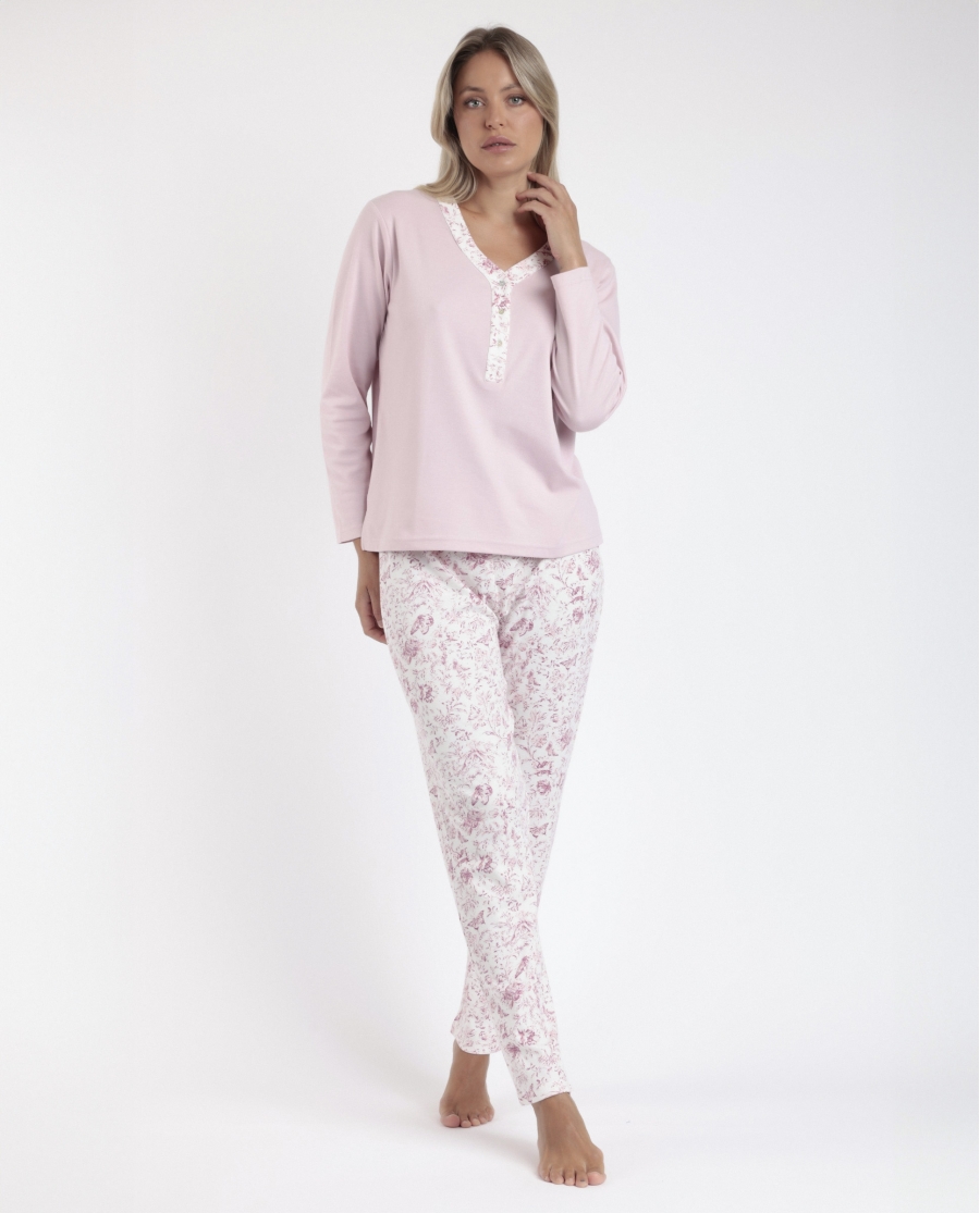 ADMAS CLASSIC Pijama Manga Larga Tapeta Live para Mujer ROSE