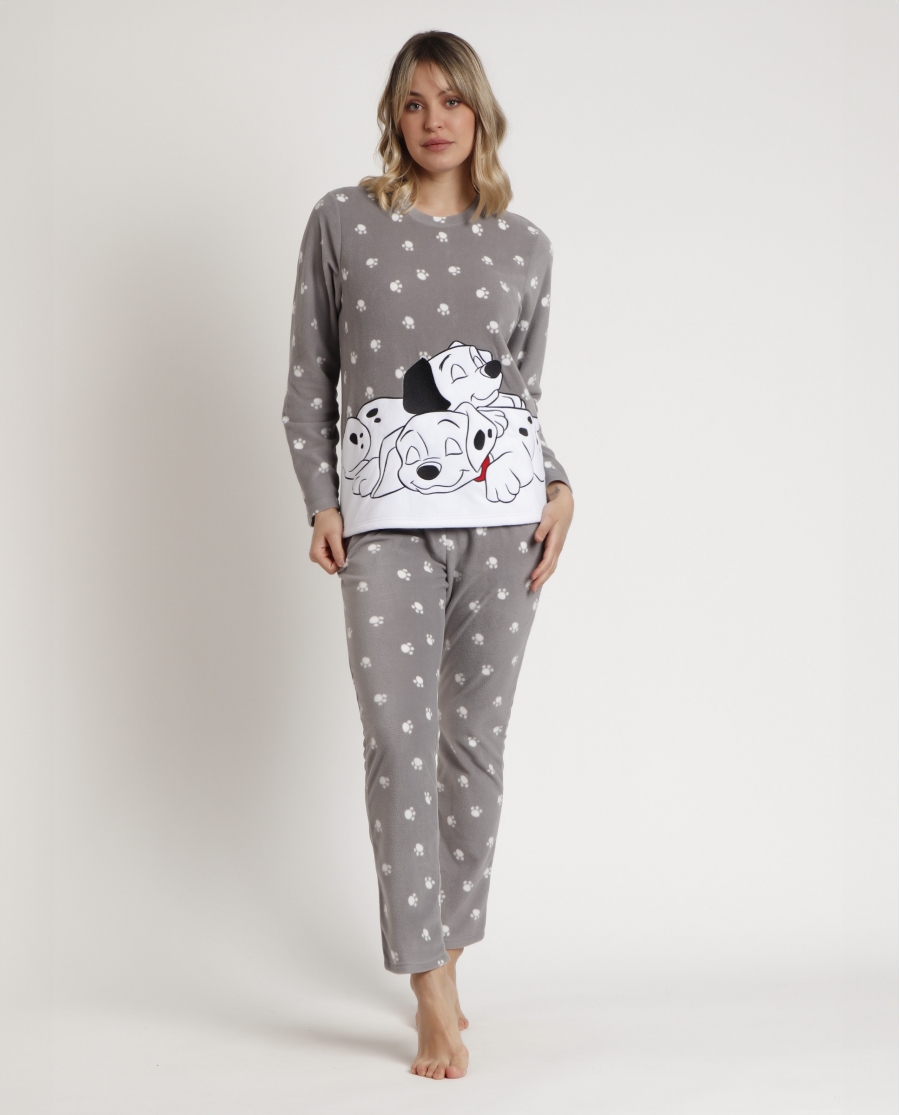 DISNEY Pijama Manga Larga Calentito 101 Dalmatians para Mujer GRIS