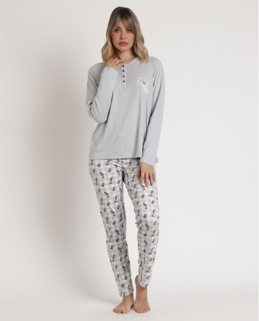 DISNEY Pijama Manga Larga Daisy You are so Beautiful para Mujer AZUL