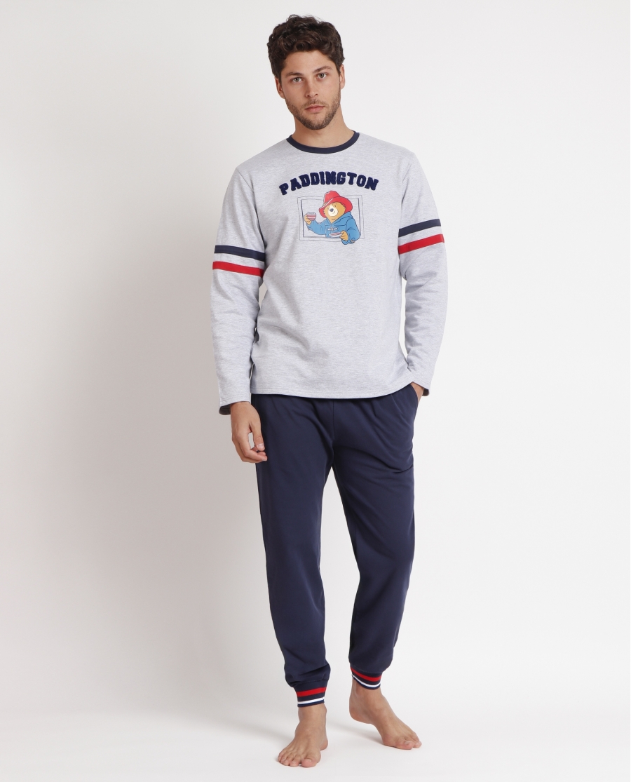 PADDINGTON Pijama Manga Larga University para Hombre GRIS JASPE