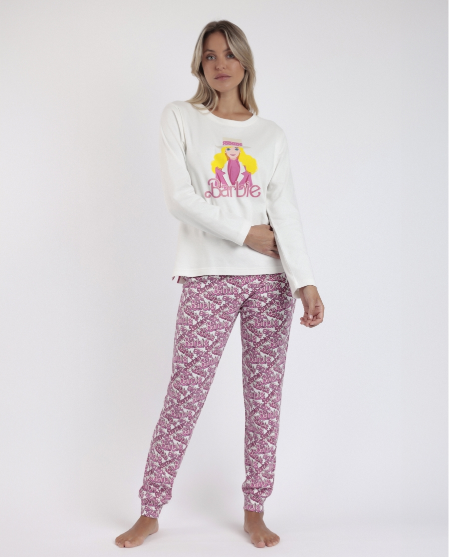 BARBIE Pijama Manga Larga Chic para Mujer CRUDO