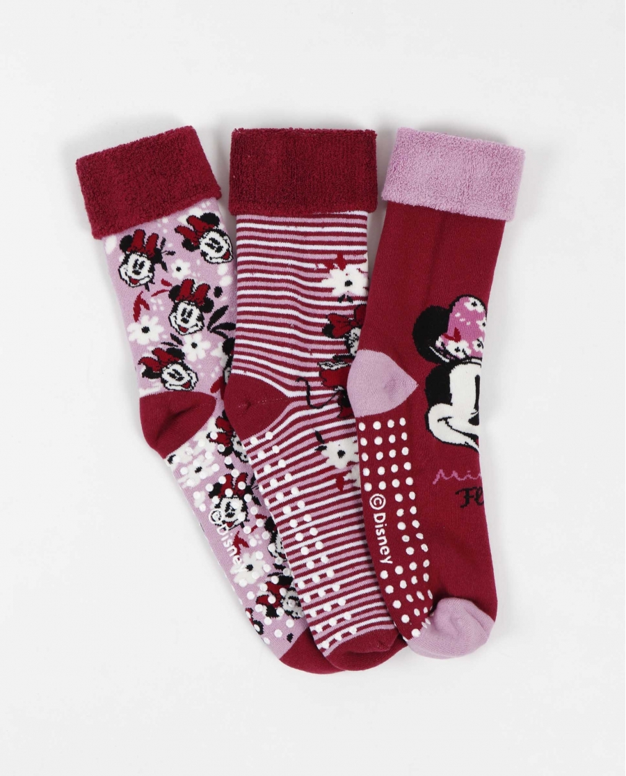 DISNEY Calcetín Antideslizante Minnie Fleur para Mujer, (Caja de 12 pares) SURTIDO