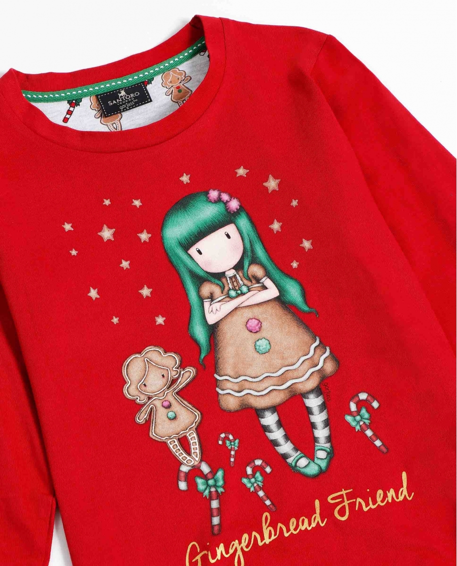 SANTORO Pijama Manga Larga Gingerbread Friend para Niña ROJO RUBÍ