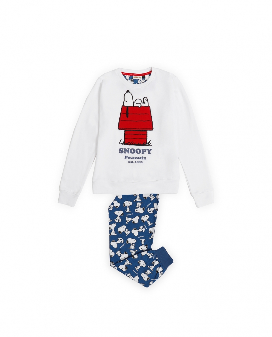 PEANUTS Pijama Manga Larga Snoopy Home para Niña BLANCO