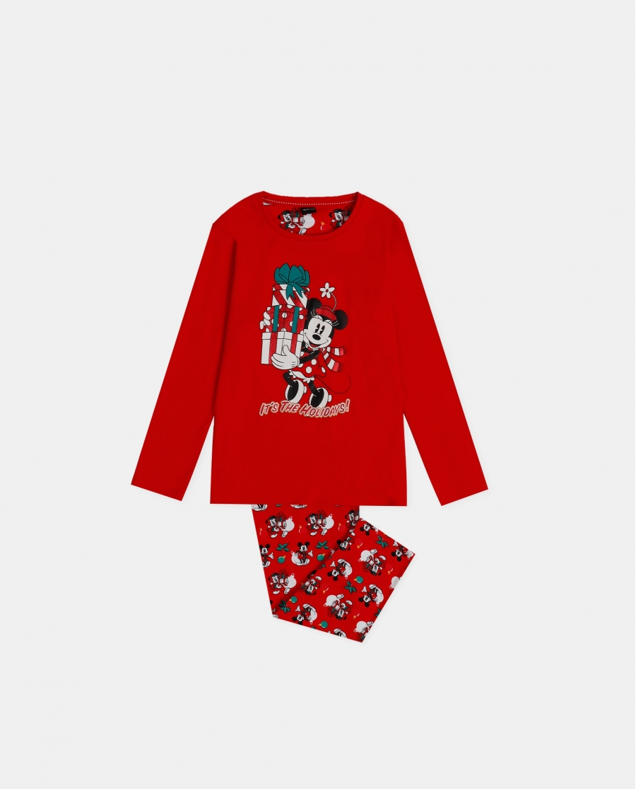 DISNEY Pijama Manga Larga Holidays para Niña ROJO