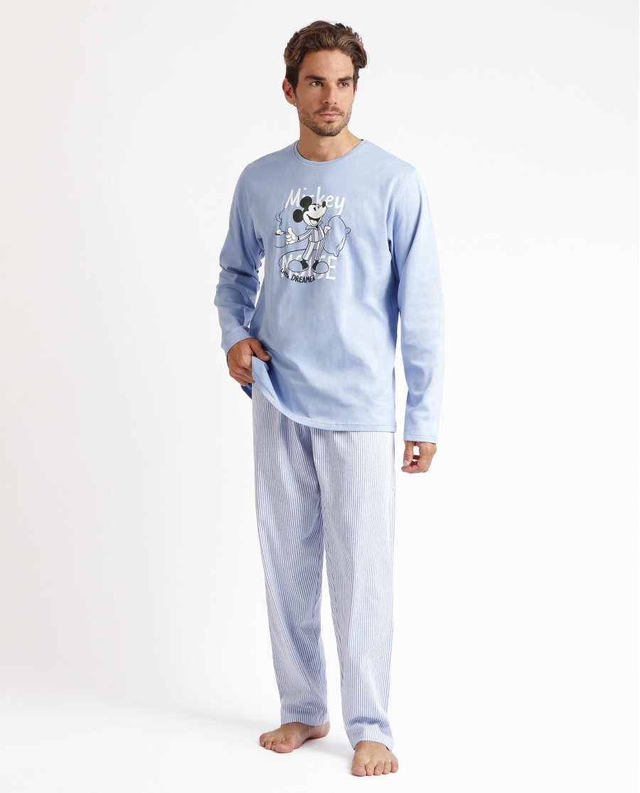 DISNEY Pijama Manga Larga Mickey Little Dreamer para Hombre AZUL