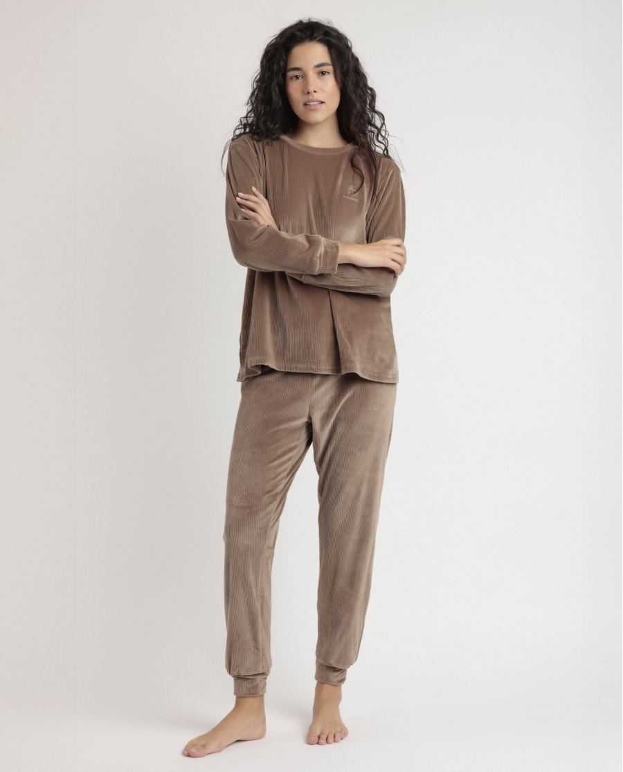 ADMAS CLASSIC Pijama Manga Larga Rayas Relax Home para Mujer CHOCOLATE