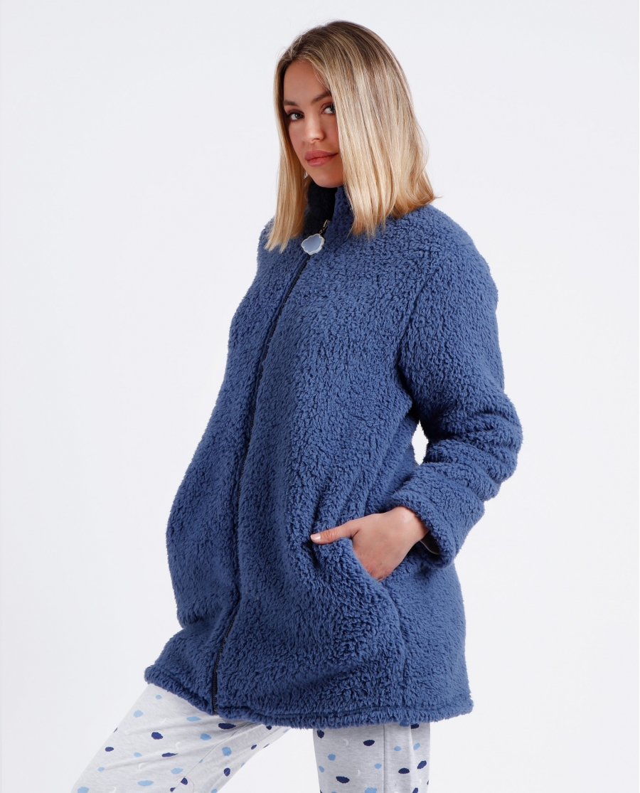 ADMAS Bata Manga Larga Calentita Cloudy Nights para Mujer AZUL