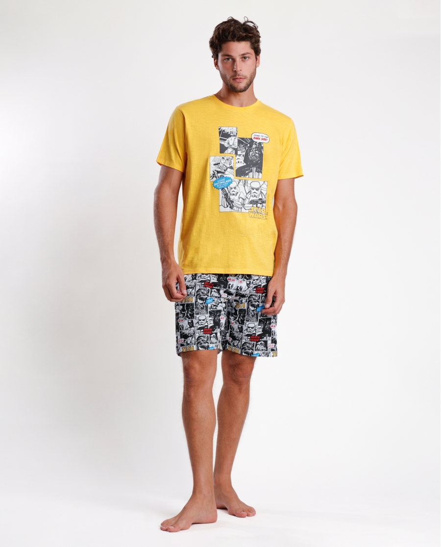 STAR WARS Pijama Manga Corta Summer Comic para Hombre AMARILLO