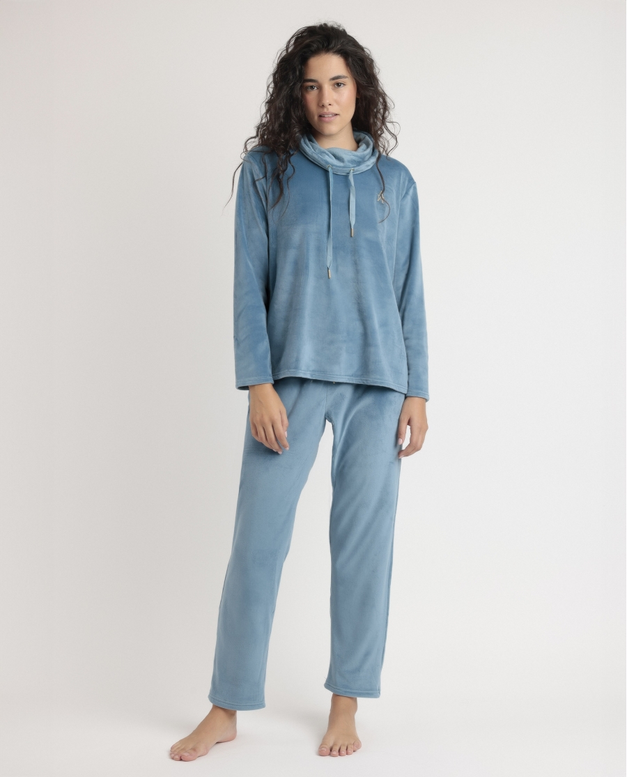 ADMAS LUXURY Pijama Manga Larga Velvet Tracksuit para Mujer OCEANO