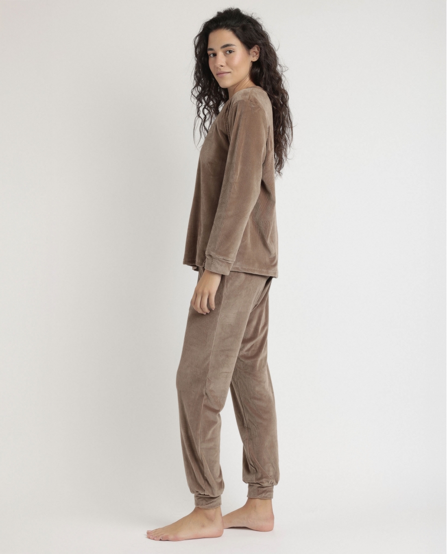 ADMAS CLASSIC Pijama Manga Larga Rayas Relax Home para Mujer CHOCOLATE