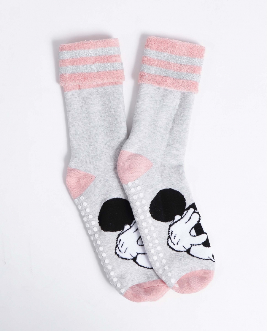 DISNEY Calcetín Antideslizante Mickey Pink para Mujer - Surprise GRIS JASPE