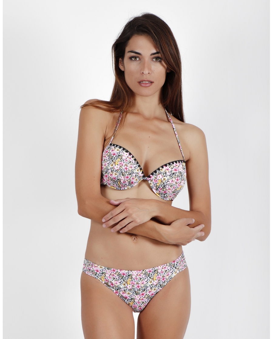 ADMAS Bikini Push Pink Flowers para Mujer FLORES