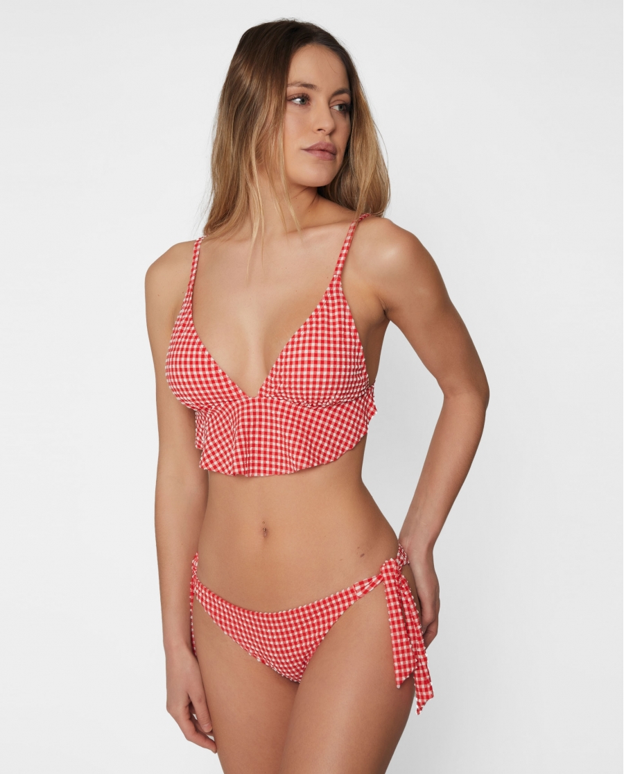 ADMAS Bikini Triángulo Copa Sweet Vichy para Mujer ROJO