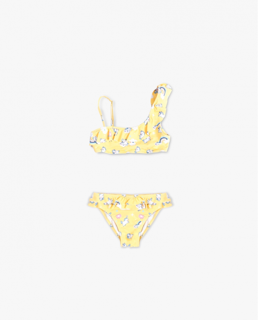 MR WONDERFUL Bikini Top Unicornios Arcoiris para Niña AMARILLO