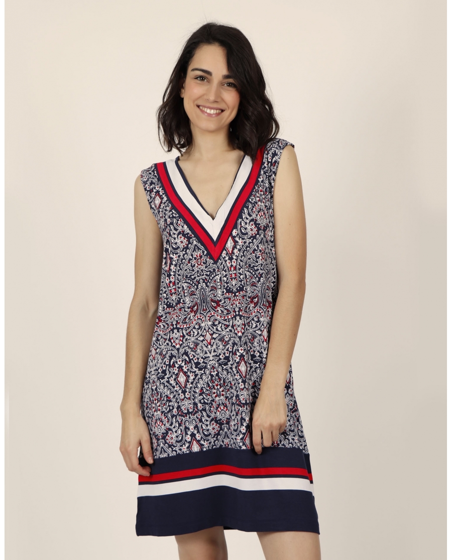 ADMAS Vestido Sin Mangas Navy Style para Mujer, Talla Grande MARINO