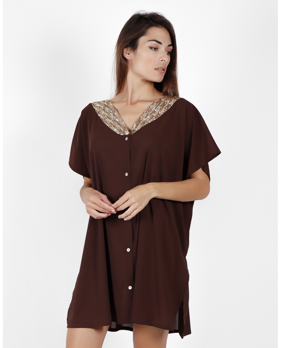 ADMAS Vestido Kafkano Bright Sequins para Mujer CHOCOLATE