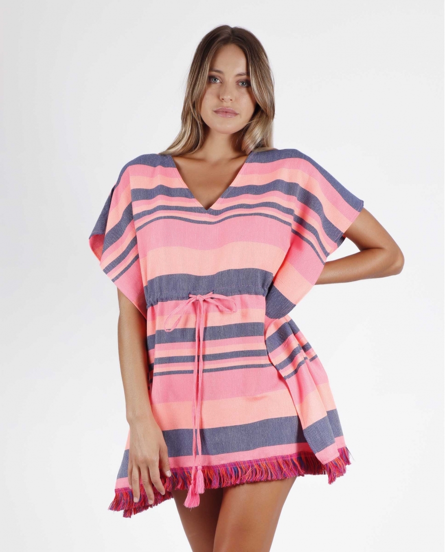 ADMAS Vestido Kaftan Rayas Fucisa para Mujer FUCSIA