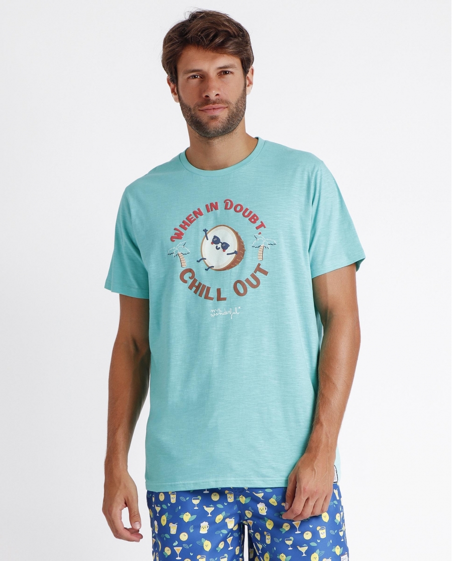 MR WONDERFUL Camiseta Cocos para Hombre TURQUESA