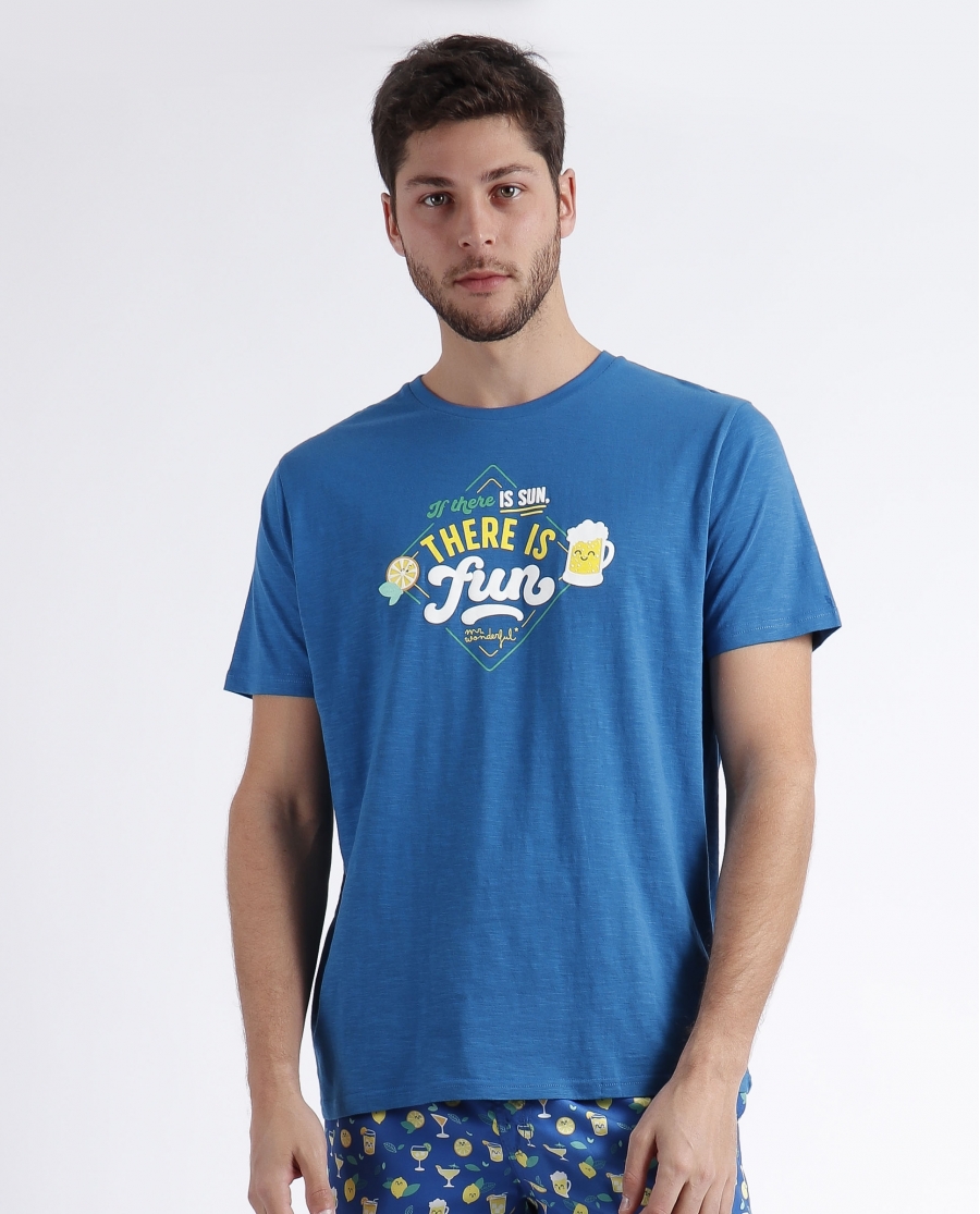 MR WONDERFUL Camiseta Limones para Hombre AZUL