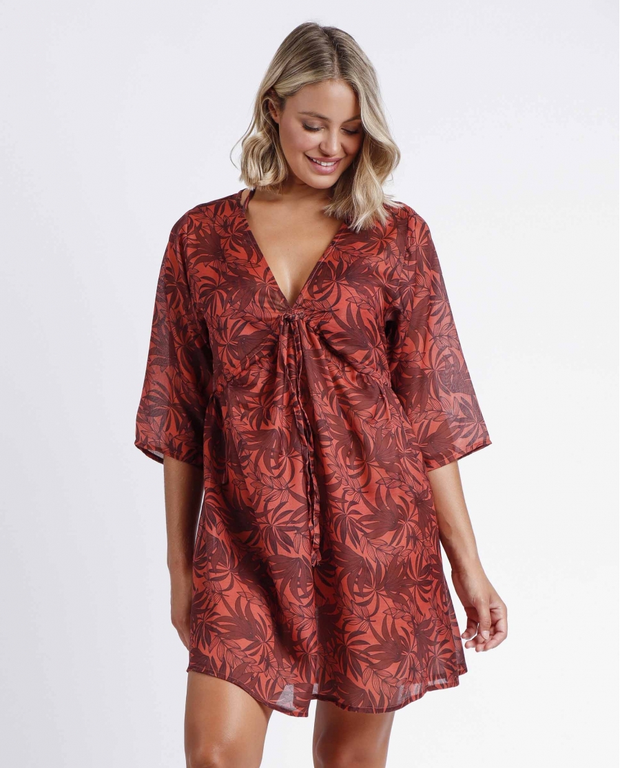 ADMAS Vestido Sunset Palm para Mujer COBRE