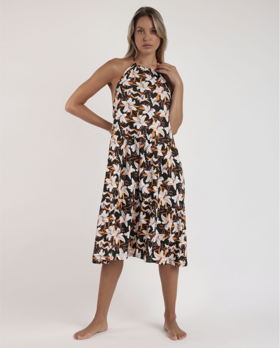 ADMAS Vestido Halter Sunset Jungle para Mujer FLORES