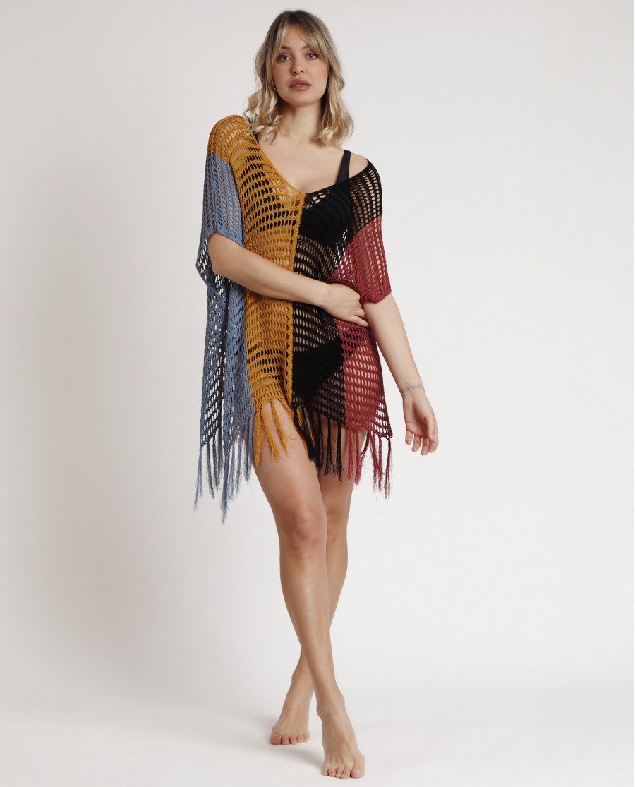 ADMAS Poncho Crochet Cooper para Mujer MULTICOLOR